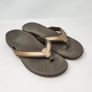 Vionic Womens Tide Flip Flop Thong Sandals Size 10 Brown Metallic Orthotic Shoes